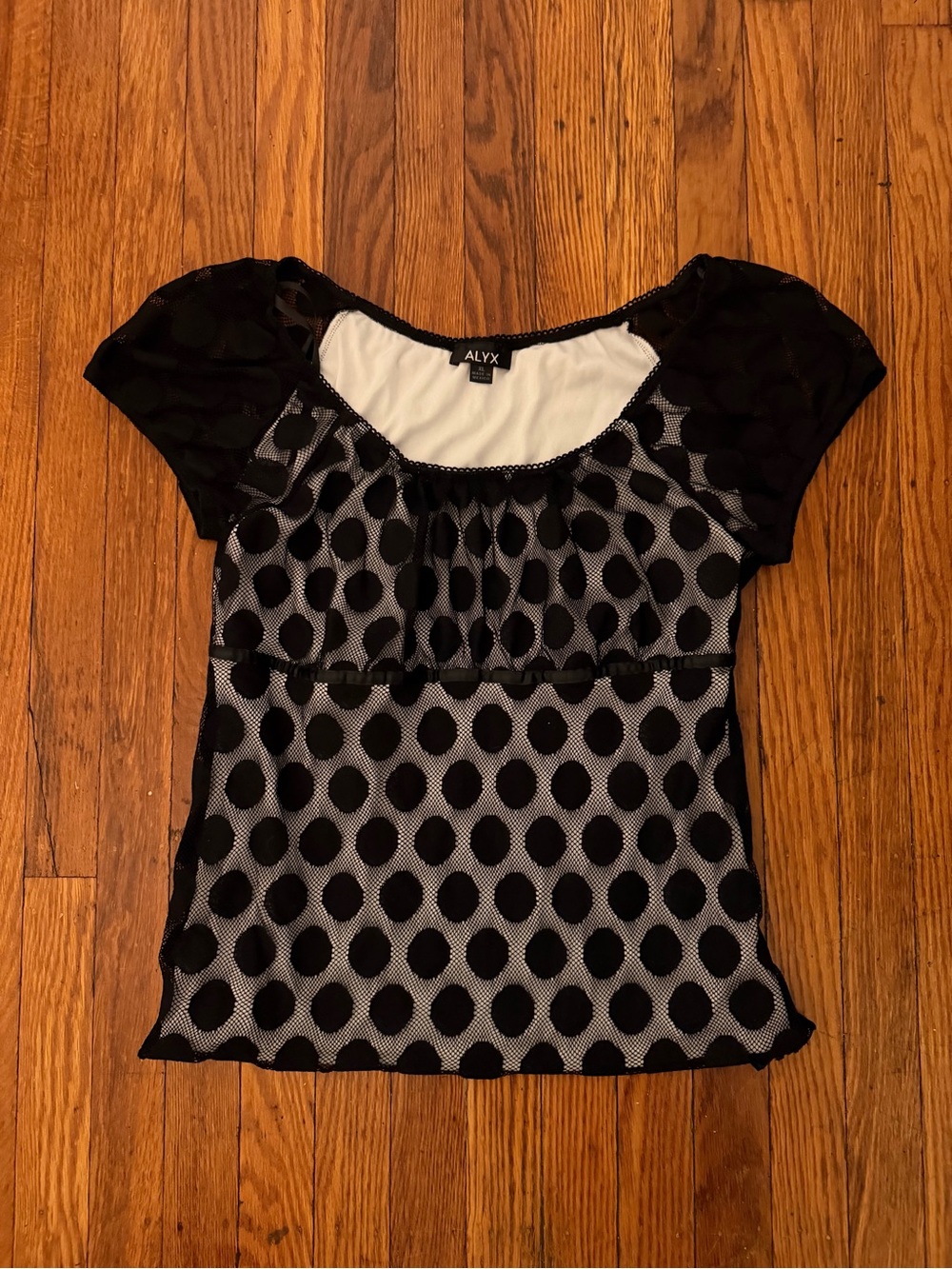 ALYX Black Polka Dot Mesh Short Sleeve Tee